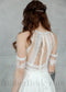 Boho A-Line High Neck Wedding Dress with Lace Top, Sleeveless Design, and Satin Skirt