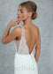 Boho Sheath Backless Wedding Dress with Lace Top and Soft Crepe Skirt