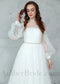 Boho A Line Long Bishop Sleeve Tulle Wedding Dress with Beaded Design