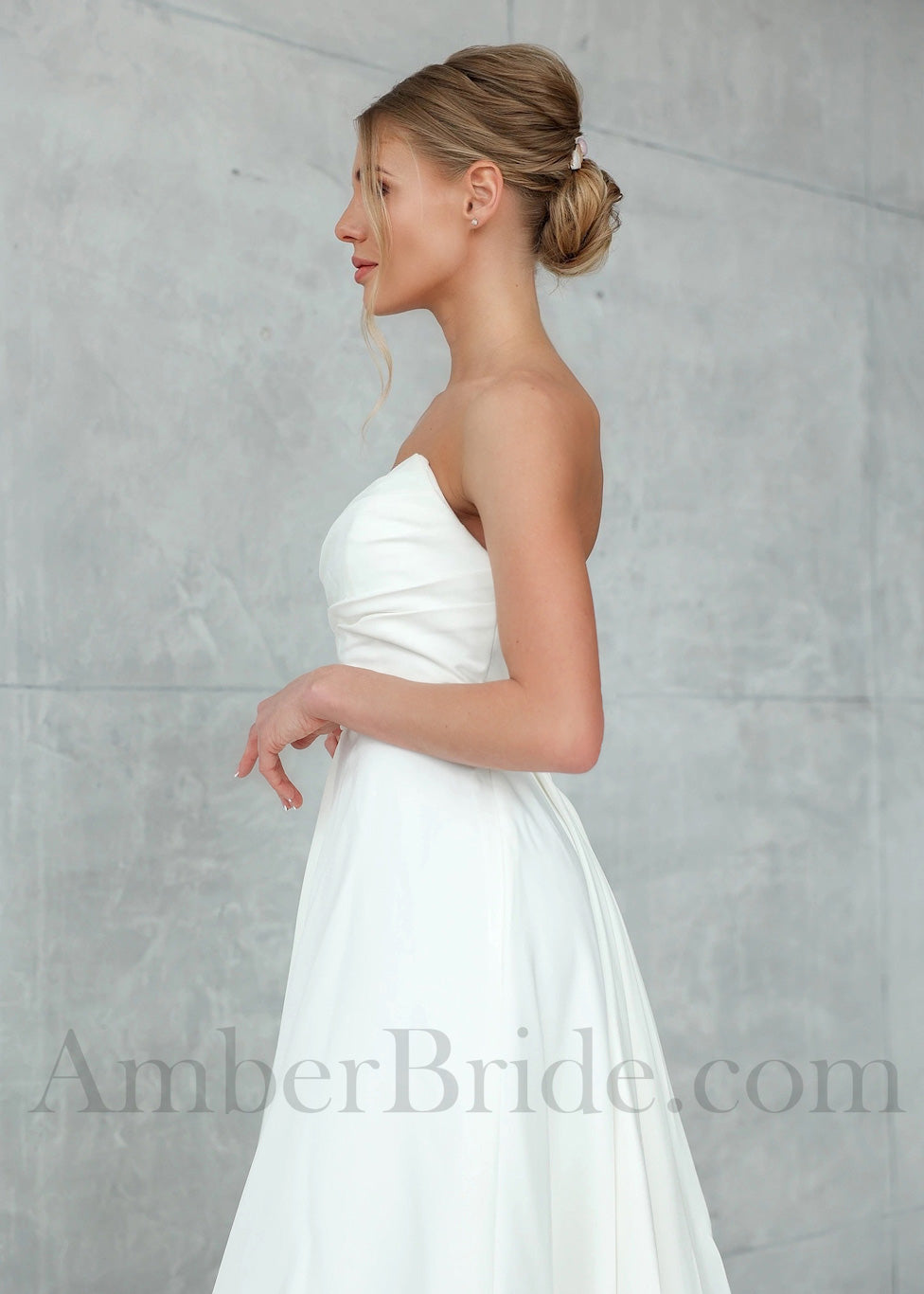Satin A-Line Wedding Dress with Strapless Sweetheart Neckline and Low Back
