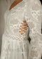 Boho A Line Long Sleeve Floral Pattern Lace Wedding Dress - AmberBride