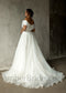 Exclusive A Line Off The Shoulder Slit Organza Wedding Dress - AmberBride