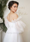 Exclusive A Line Strapless Attachable Sleeve Organza Wedding Dress - AmberBride