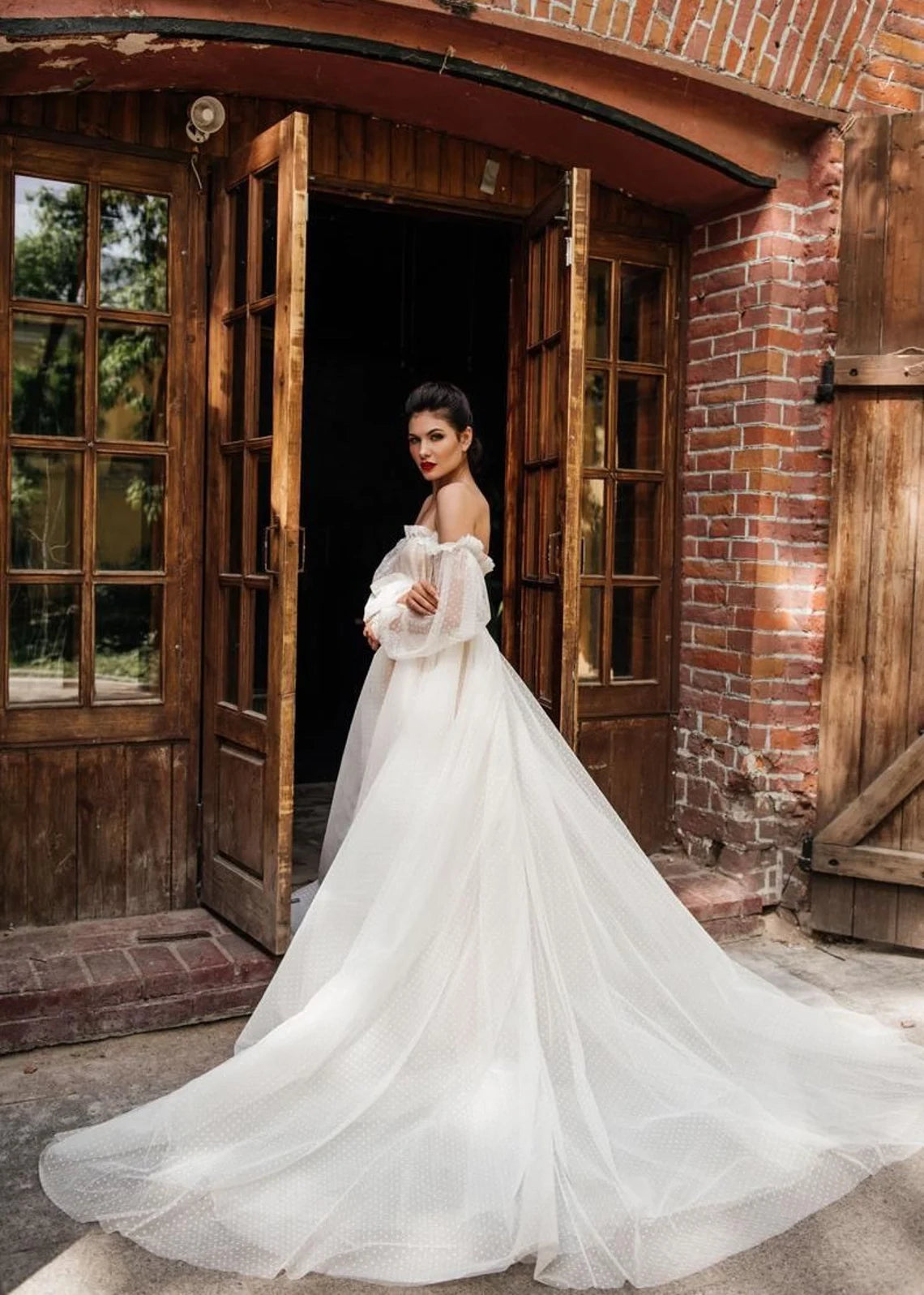Puffy tulle wedding sales dress